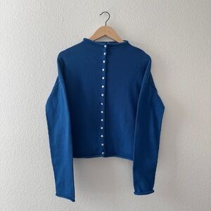 Alex Mill Taylor Cardigan Royal Blue Roll Neck Mock Neck Sweater